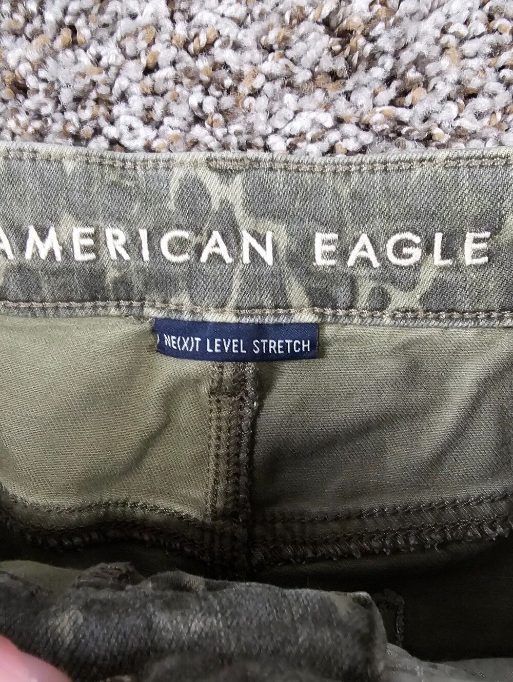 American Eagle Womens Sz 8 Hi Rise Mini Skirt Denim Green Abstract Y2K - Picture 3 of 6